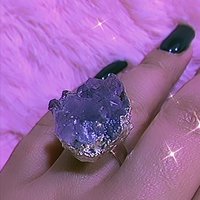 RAW AMETHYST CRYSTAL Ring • Size Adjustable • Silver or Gold Plated