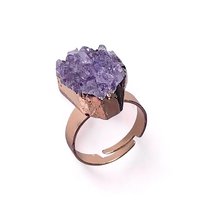 RAW AMETHYST CRYSTAL Ring • Size Adjustable • Silver or Gold Plated