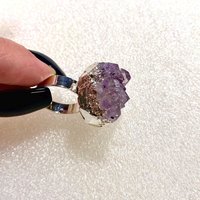 RAW AMETHYST CRYSTAL Ring • Size Adjustable • Silver or Gold Plated