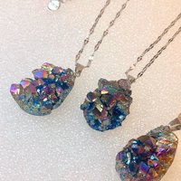 RAINBOW TITANIUM NECKLACE • Rainbow Titanium Aura Quartz • Pendant • Reiki Jewelry