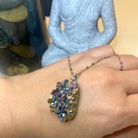 RAINBOW TITANIUM NECKLACE • Rainbow Titanium Aura Quartz • Pendant • Reiki Jewelry