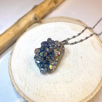RAINBOW TITANIUM NECKLACE • Rainbow Titanium Aura Quartz • Pendant • Reiki Jewelry