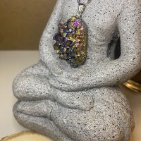 RAINBOW TITANIUM NECKLACE • Rainbow Titanium Aura Quartz • Pendant • Reiki Jewelry