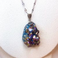 RAINBOW TITANIUM NECKLACE • Rainbow Titanium Aura Quartz • Pendant • Reiki Jewelry