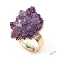 RAW AMETHYST CRYSTAL Ring • Size Adjustable • Silver or Gold Plated