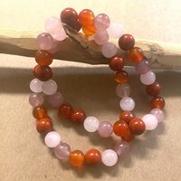 THE LOVE BRACELET • Carnelian + Rose Quartz + Strawberry Quartz + Red Jasper