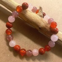 THE LOVE BRACELET • Carnelian + Rose Quartz + Strawberry Quartz + Red Jasper