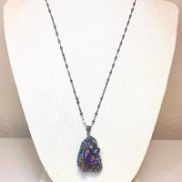 RAINBOW TITANIUM NECKLACE • Rainbow Titanium Aura Quartz • Pendant • Reiki Jewelry