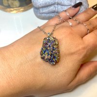 RAINBOW TITANIUM NECKLACE • Rainbow Titanium Aura Quartz • Pendant • Reiki Jewelry