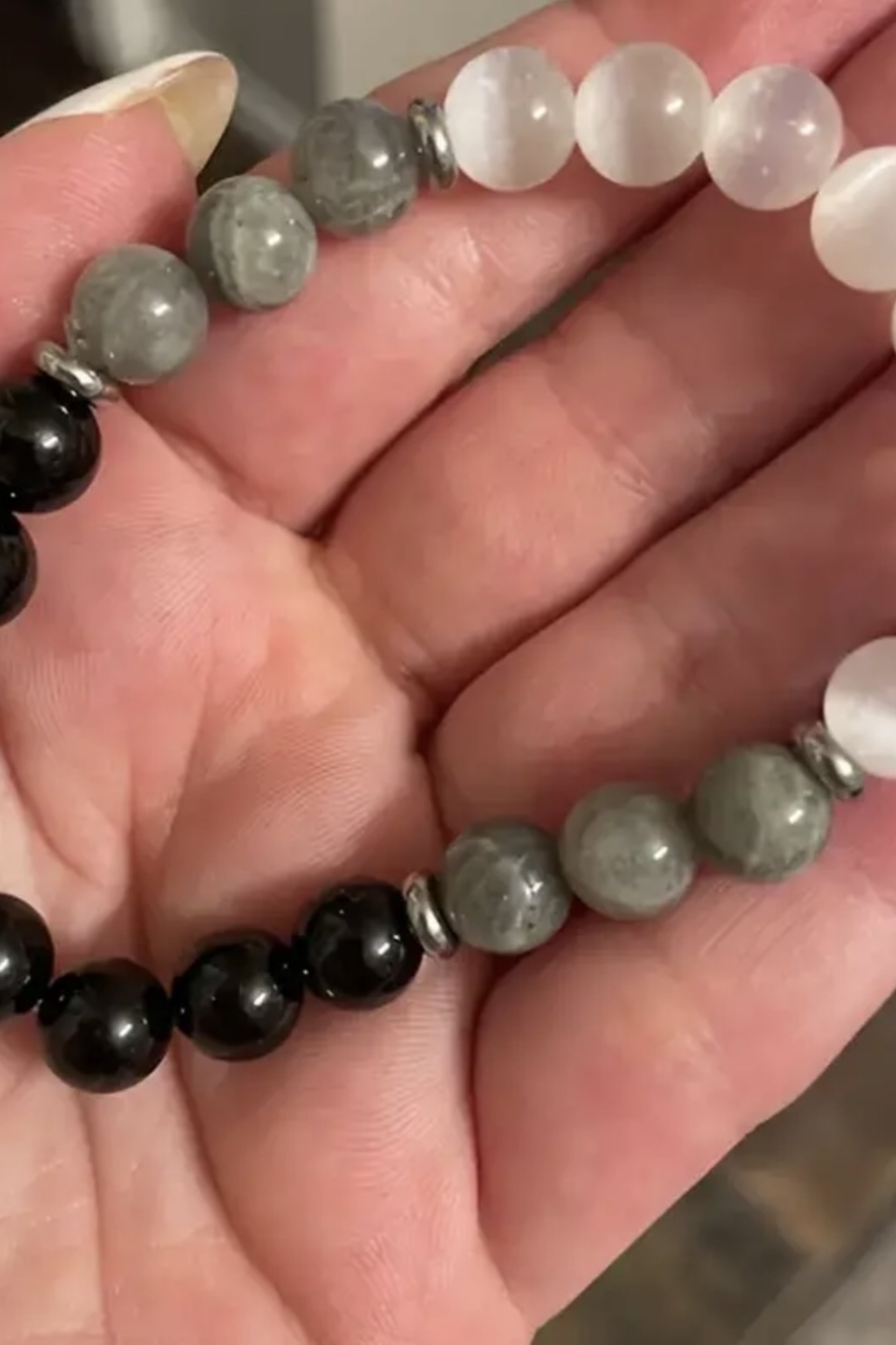 PROTECTION BRACELET • Black Tourmaline + Labradorite + Selenite