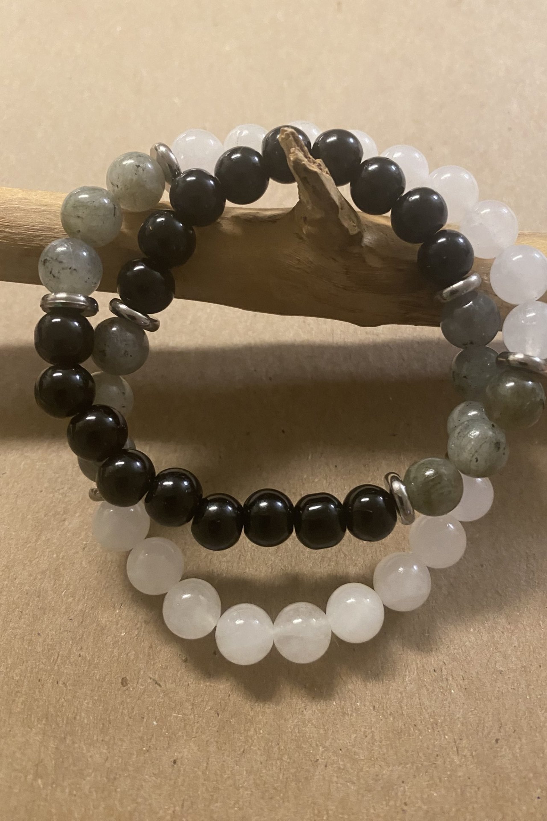 PROTECTION BRACELET • Black Tourmaline + Labradorite + Selenite