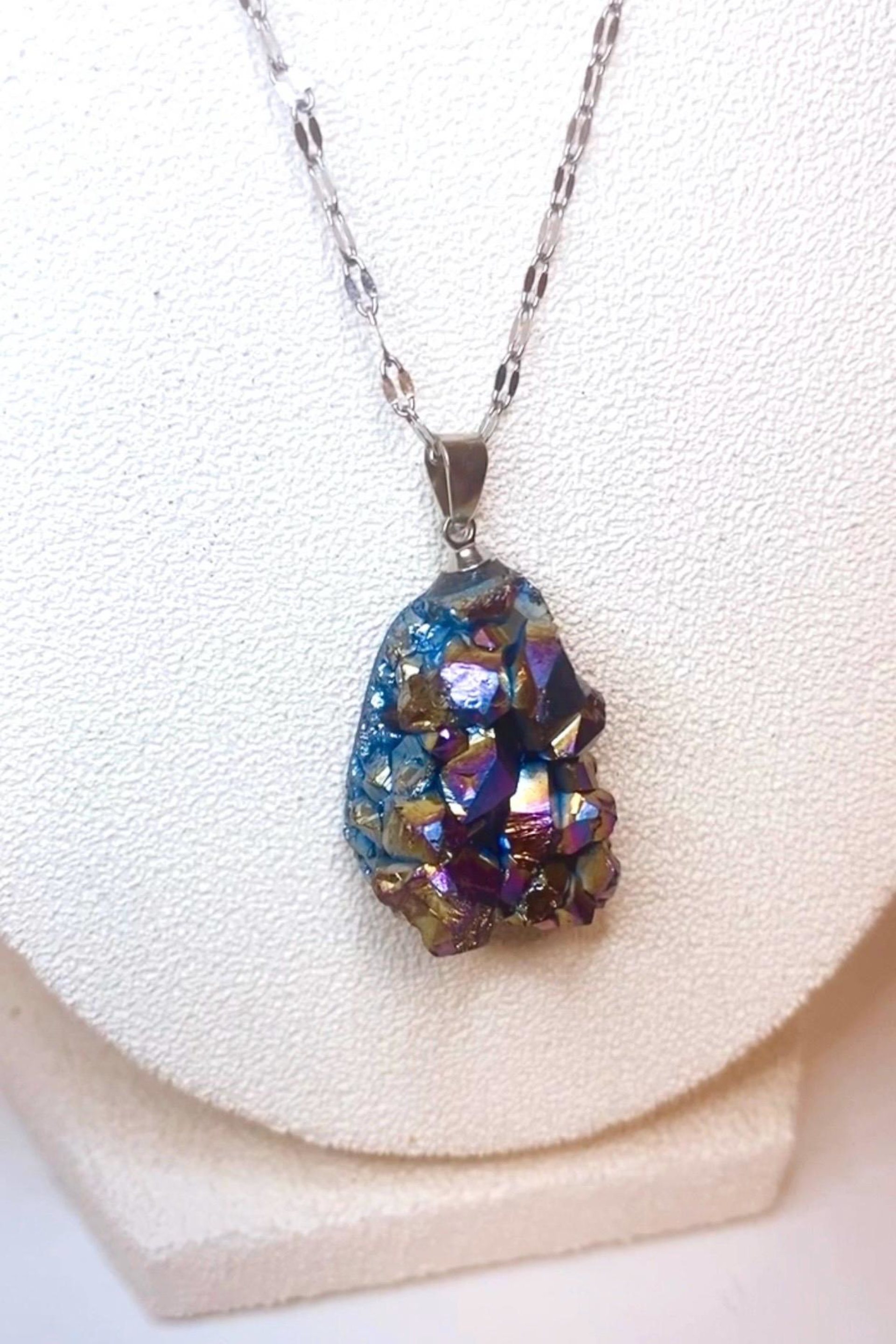 RAINBOW TITANIUM NECKLACE • Rainbow Titanium Aura Quartz • Pendant • Reiki Jewelry