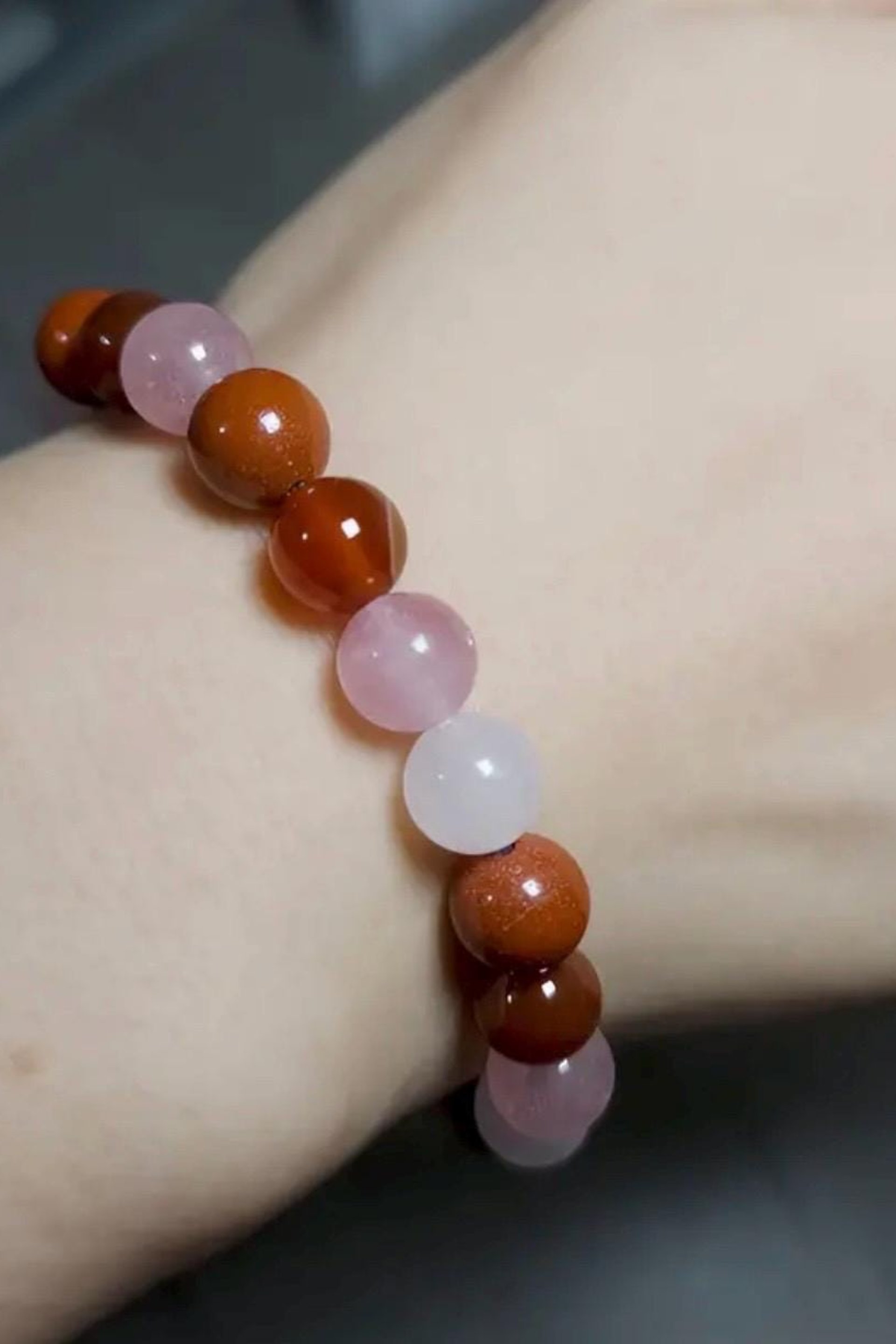 THE LOVE BRACELET • Carnelian + Rose Quartz + Strawberry Quartz + Red Jasper