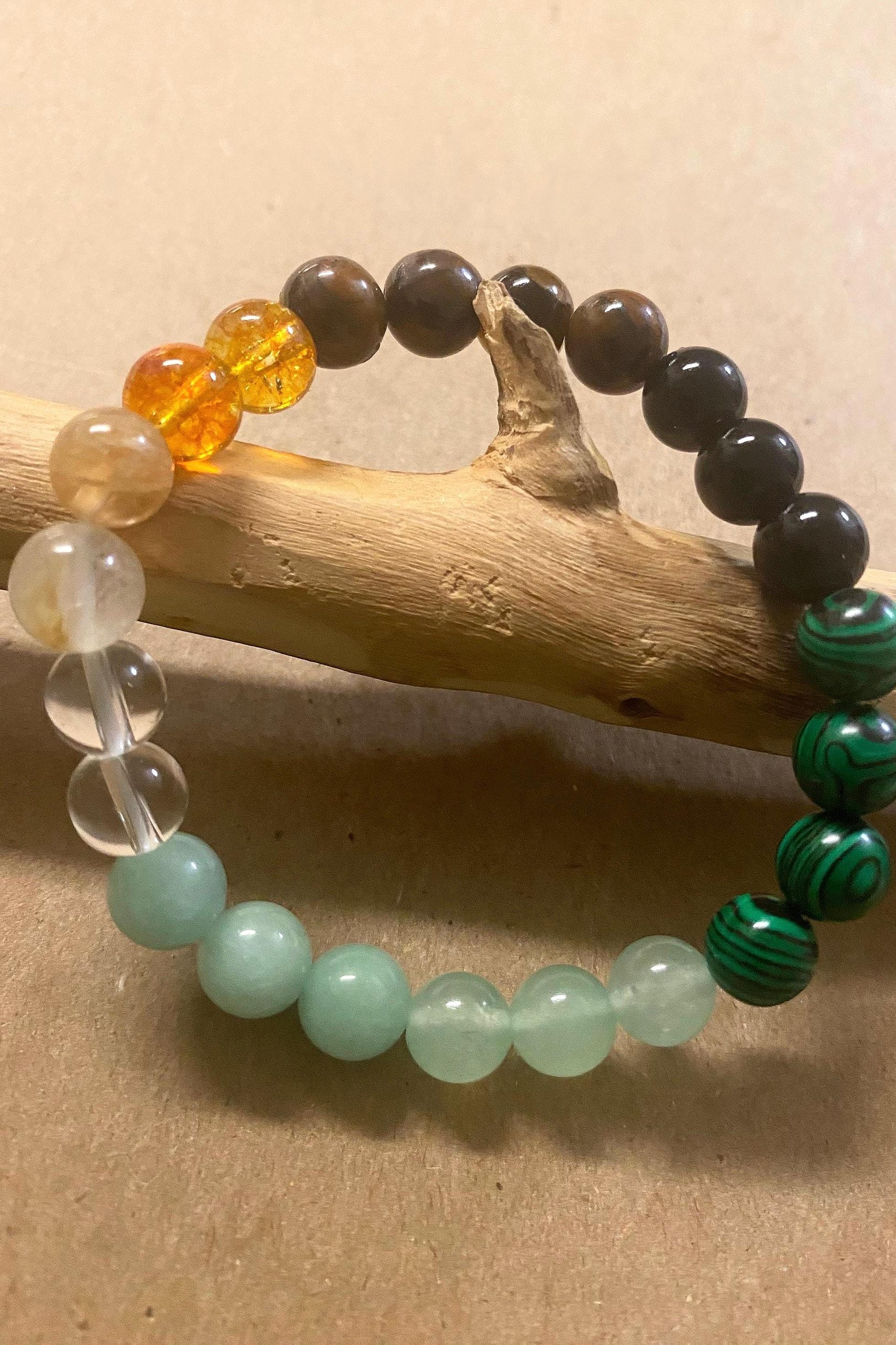 THE MONEY BRACELET • Green Aventurine + Citrine + Malachite + Tigers Eye + Rutile Quartz