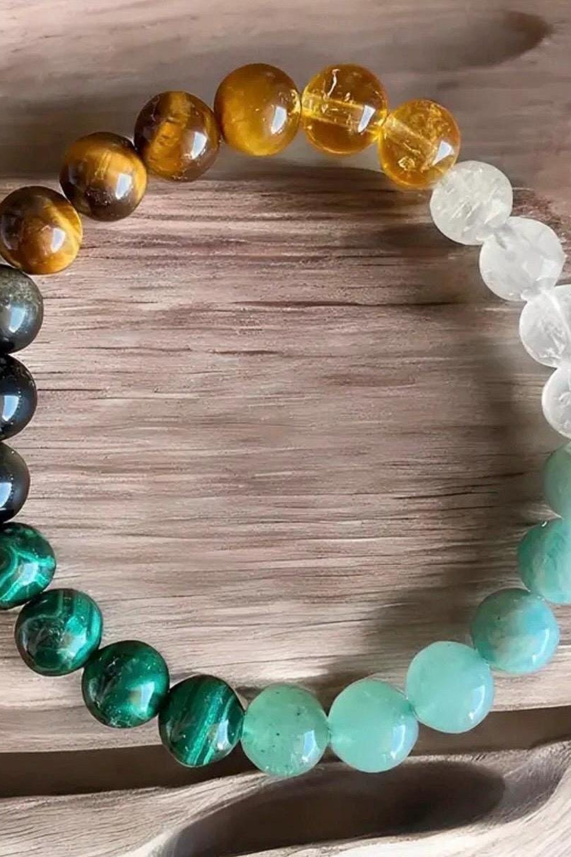 THE MONEY BRACELET • Green Aventurine + Citrine + Malachite + Tigers Eye + Rutile Quartz