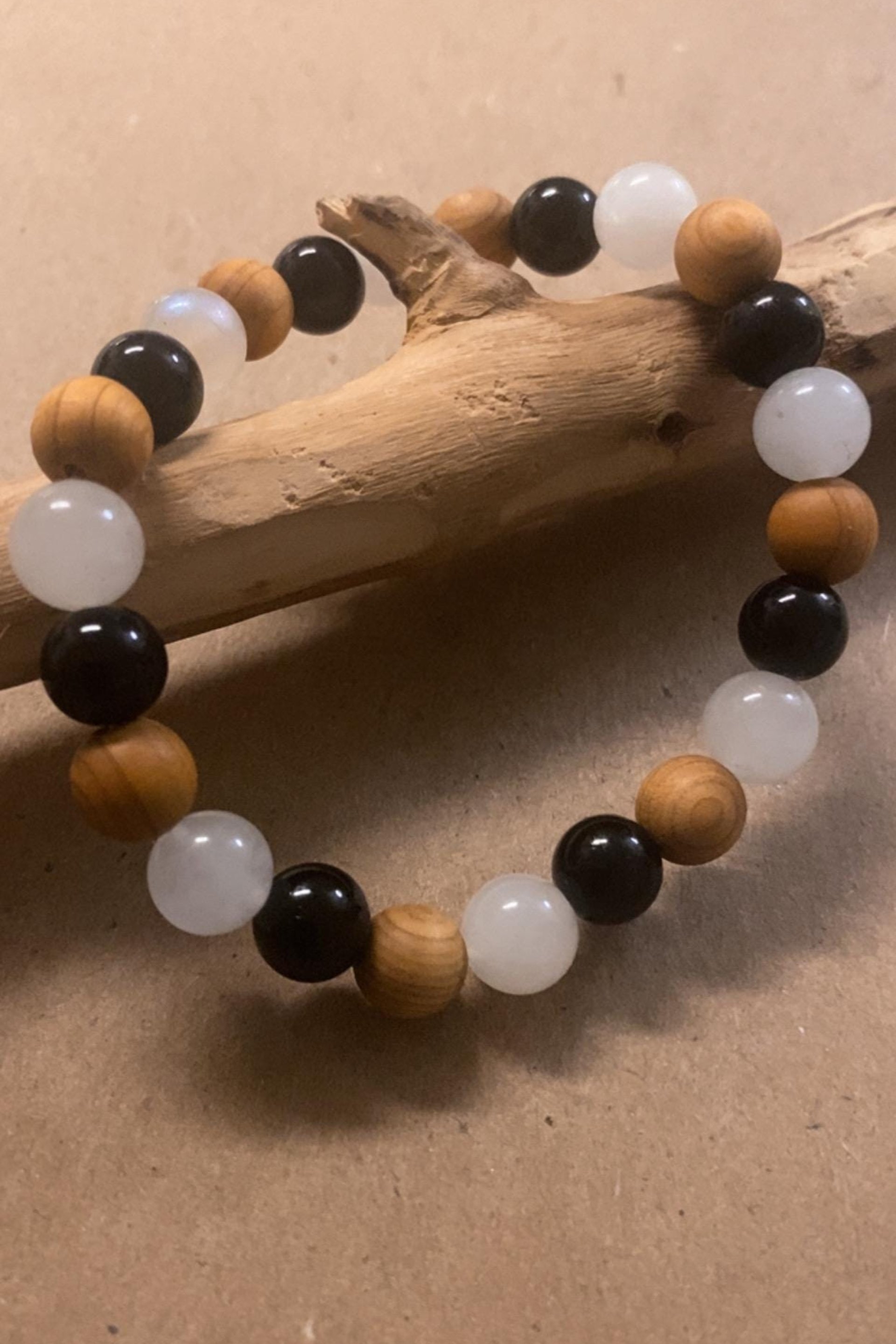 PROTECTION BRACELET • Black Tourmaline + Palo Santo + Selenite