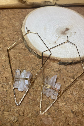 RAW CRYSTAL QUARTZ Hoop Earrings