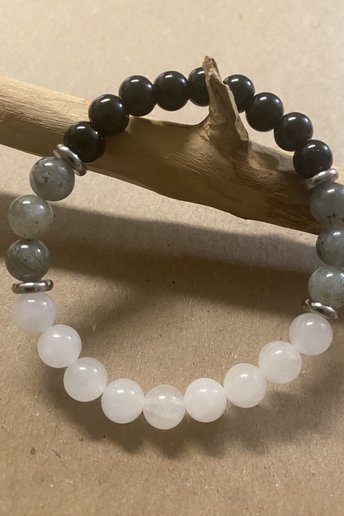 PROTECTION BRACELET • Black Tourmaline + Labradorite + Selenite