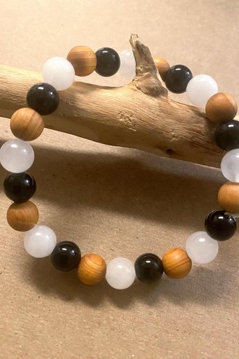 PROTECTION BRACELET • Black Tourmaline + Palo Santo + Selenite