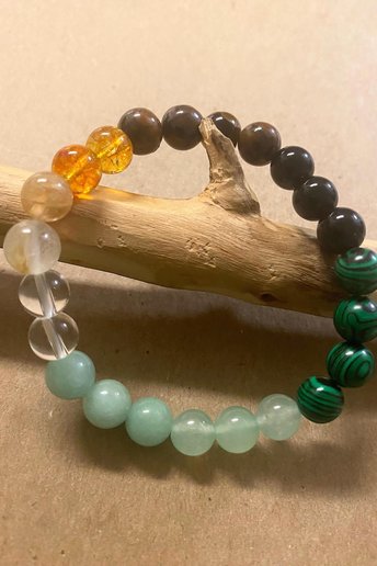 THE MONEY BRACELET • Green Aventurine + Citrine + Malachite + Tigers Eye + Rutile Quartz