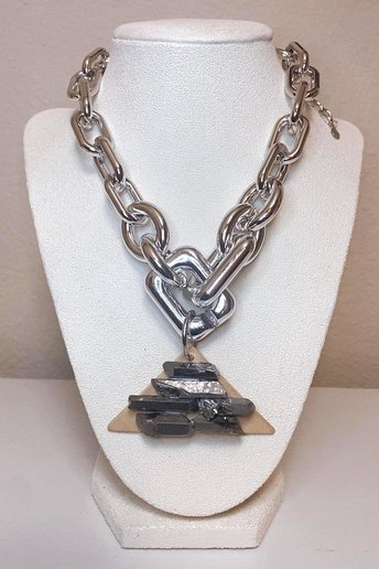METALLIC GRAY QUARTZ • Necklace • Wearable Art • Unique • One-of-a-kind • Icy • Silver Chain • Gifts for her