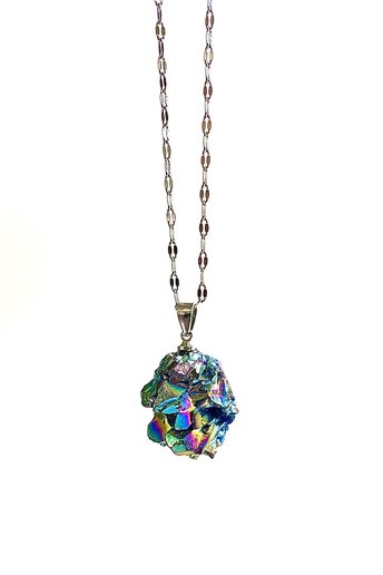 RAINBOW TITANIUM NECKLACE • Rainbow Titanium Aura Quartz • Pendant • Reiki Jewelry