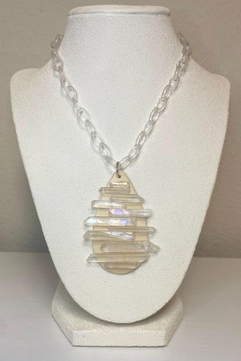 ANGEL AURA QUARTZ • Necklace • Wearable Art • Unique • One-of-a-kind • Icy • Clear Chain • Gifts for her